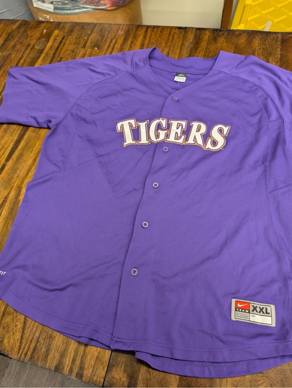 LSU Tigers Nike Team Dri-Fit Baseball Jersey Mens XXL Purple